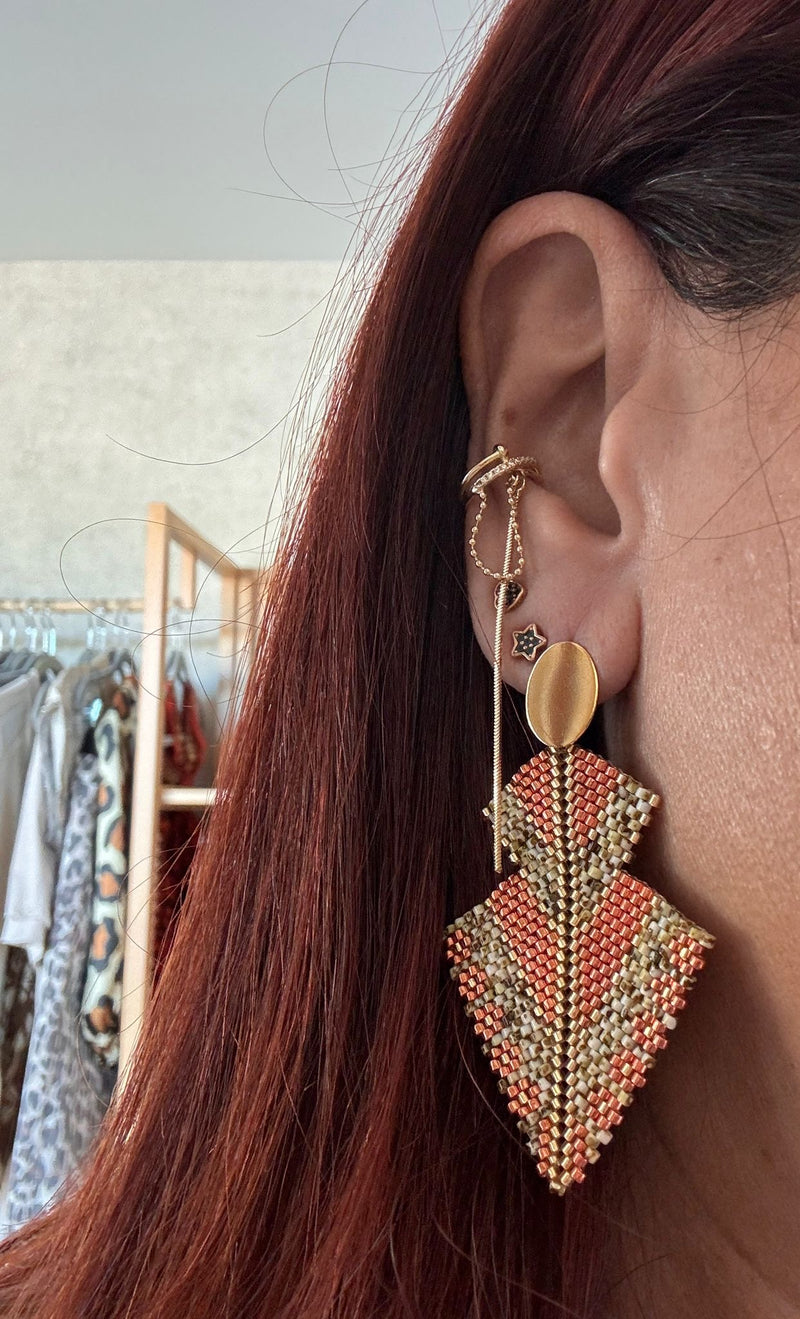 Terracota Long Beaded Earrings