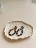 Blue Oval Beaded Earrings