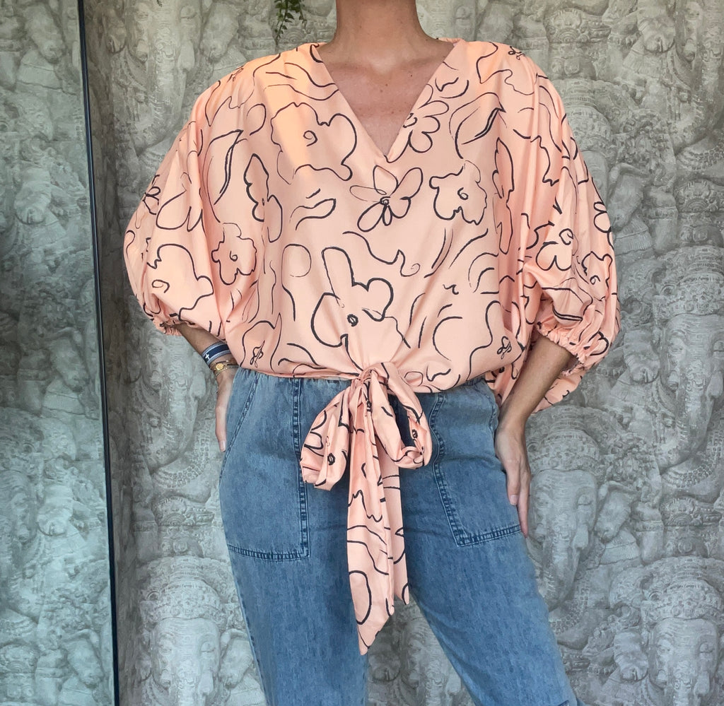 Flower Print Orange Blouse Paola Baella