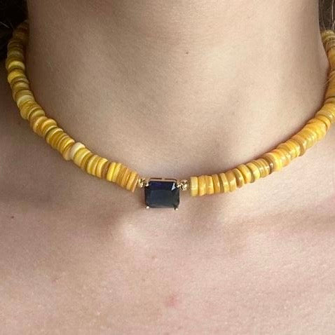 Collar De Pucas Yellow Blue Diamond