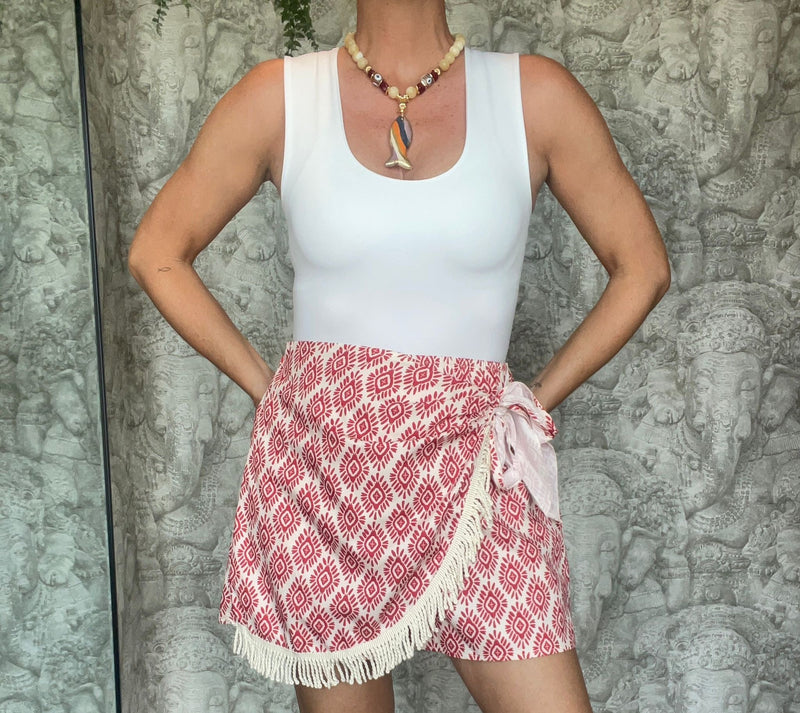 Asymmetric Tassel Skort