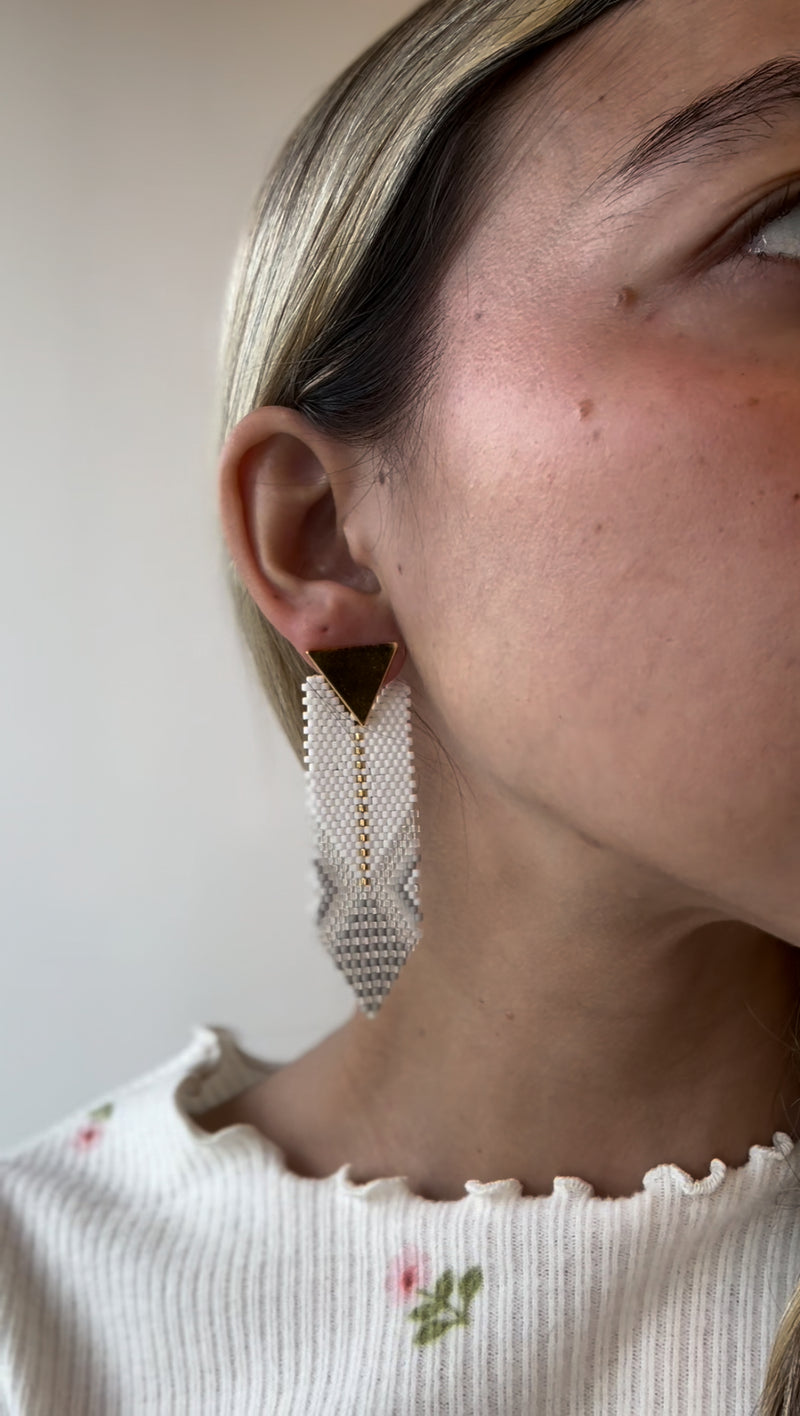 White Beaded Earrings