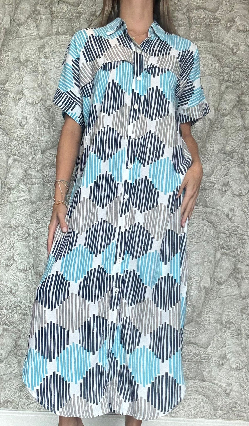 Mosaic Comfy Shirt Dress