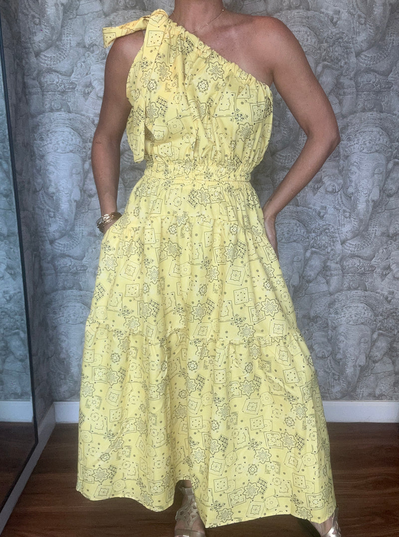 One Shoulder Top And Yellow Skirt Set