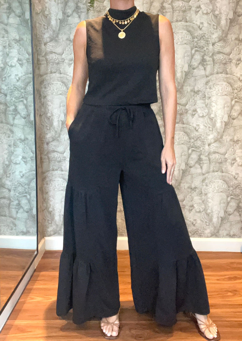 Texture Mock Neck Crop Top and Pant