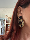 Open Oval Black & Gold Earrings