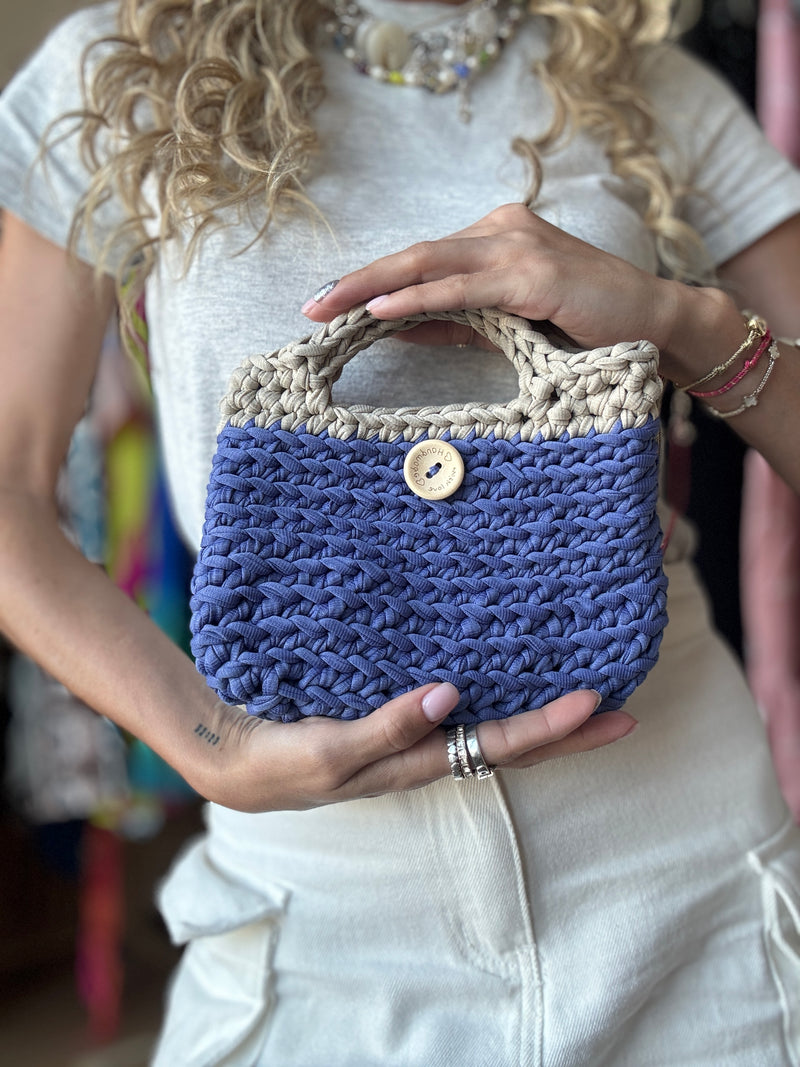 Handmade Purple Beige Bag
