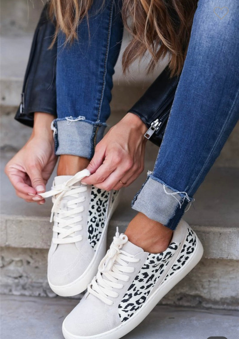 Leopard Patchwork Casual Sneakers