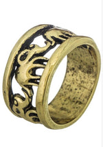 Band Ring with Elephant Accents