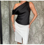 White Leather Skirt with Pockets